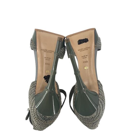 Ralph Lauren Collection Raffia Ankle Strap Platform Stiletto Heels Peep Toe 10.5 - Picture 12 of 12